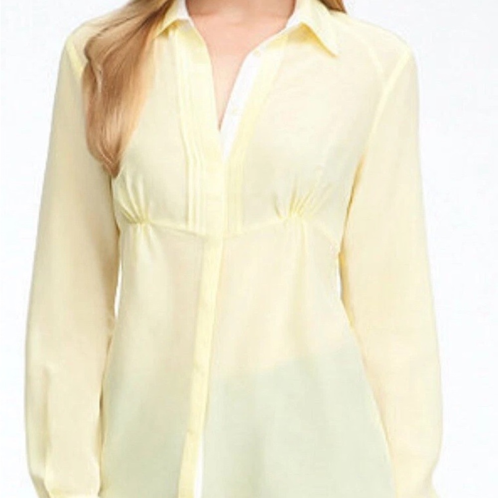 bebe 100% Silk Sheer Button Up Blouse